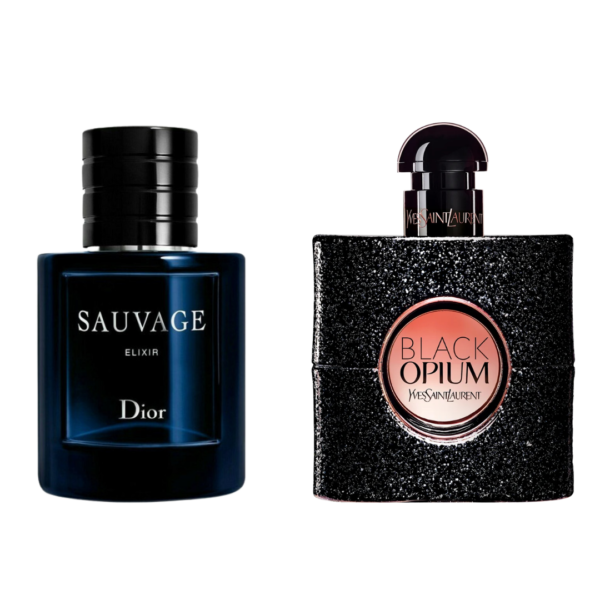 Untitled design (18) Couple Fragrance Bundle . Dior Sauvage Elixir 100ml & YSL Black Opium EDP 90ml